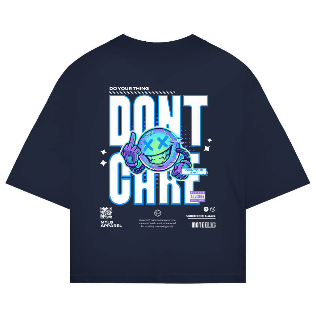 Dont Care Oversize T-Shirt Navy