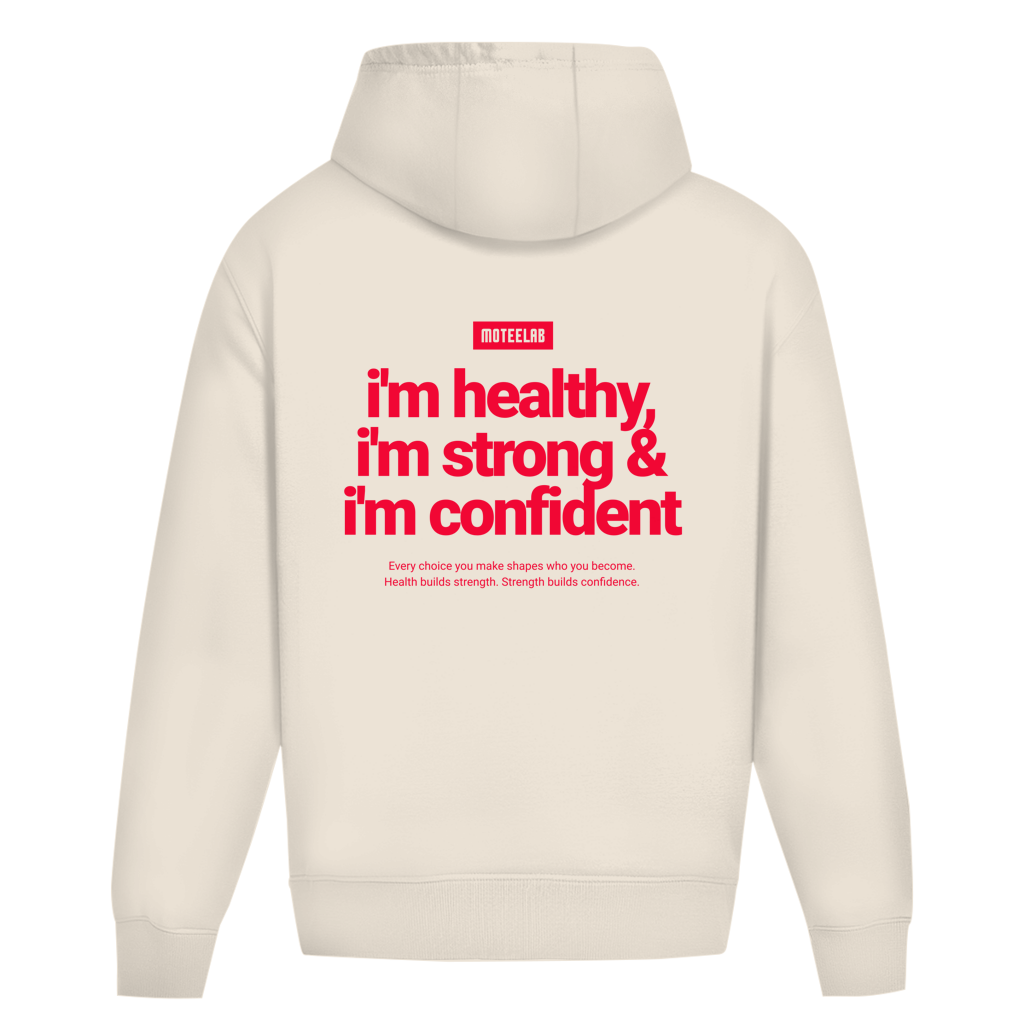 Healthy Strong Confident Oversize Hoodie Sand