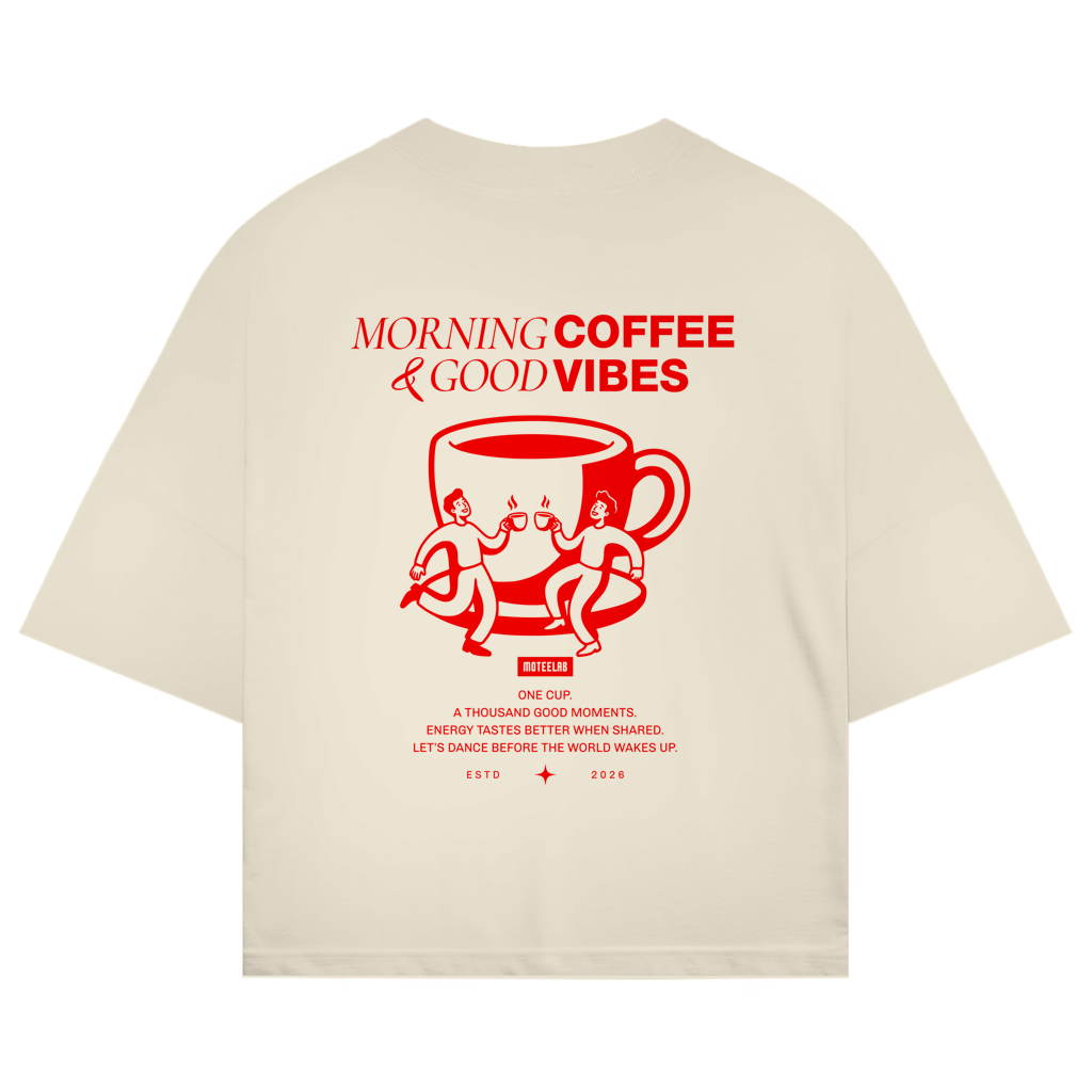 Morning Coffee Oversize T-Shirt Beige